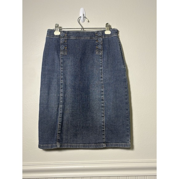 J. Jill Dresses & Skirts - J Jill Denim Jean Skirt Size 4 Stretch Cotton Minimalist Y2K Modest Below Knee
